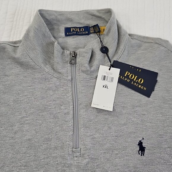 Polo Ralph Lauren Men Big & Tall Pullover Grey XXL 1/4 Zip Double Knit Pony NWT - Picture 8 of 16